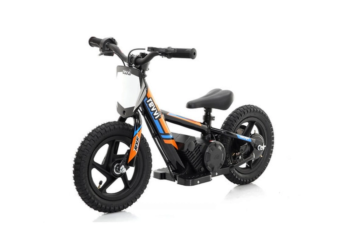 Revvi 12inch Electric Balance Bike - Orange - JAck Parker Bicycles Burscough